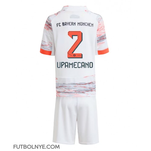 Camiseta Bayern Munich Dayot Upamecano #2 Visitante Equipación para niños 2025-26 manga corta (+ pantalones cortos)